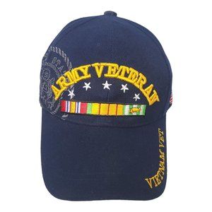 Army Veteran Vietnam Vet Embroidered Patch Stitch Strapback Cap Trucker Baseball